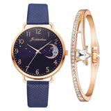Uhren-Set mit Mondzahlen-Zifferblatt und Armbändern – Blau