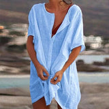 Ruby - Baumwoll-Leinen Freizeitkleid – Blau