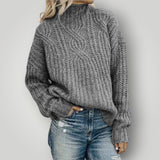Damen Strickpullover | Warmer moderner Pullover für kalte Tage – Grau