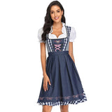 Oktoberfest Dirndl Damen – Traditionelles Trachtenkleid mit Schürze – Marineblau