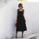 Lilivienne – Elegantes Baumwoll-Leinen-Kleid – Schwarz