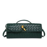 Luxury Vegan Leather Clutch – Handwoven, Elegant & Sustainable – Dunkelgrün