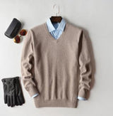 Klassische Pullover für Herren – Beige - V-Ausschnitt