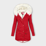 Ivanelle – Winterjacke mit Fellkapuze – Rot