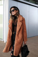 Damen Lang Fleece Jacke | Winter – Orange