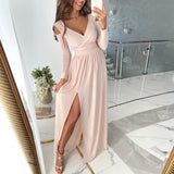 Sabeline – Elegantes Maxikleid mit V-Ausschnitt – Rosa