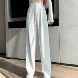 Yvette | Damen Wide Leg Hose Hohe Taille Locker – High Waist Wide Leg Hose 2026 – Weiß