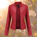 Stylische Bikerjacke für Damen | Schlanke Passform – Rot