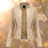 Stylische Bikerjacke für Damen | Schlanke Passform – Beige