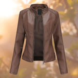 Stylische Bikerjacke für Damen | Schlanke Passform – Dunkelbraun