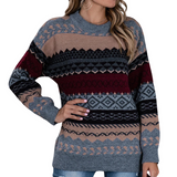 Gestreifter damenpullover im vintage-stil – Rot