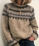 Warmer Norweger Pullover für Damen | Rollkragen – Grau