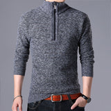 Herren Klassischer Pullover mit Reißverschluss – Dunkelgrau