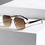 Moderne Stilvolle Geometrische Sonnenbrille für Herren | UV Schutz – Bernstein Braun