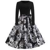 Gothic Karikatur Druck Halloween Kostum | Midi – Schwarz 12