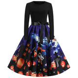Gothic Karikatur Druck Halloween Kostum | Midi – Schwarz 10
