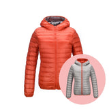 Stilvolle Wendbare Damen Daunenjacke - Aurora – Orange/Grau