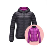 Stilvolle Wendbare Damen Daunenjacke - Aurora – Schwarz/Lila