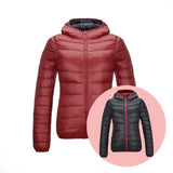 Stilvolle Wendbare Damen Daunenjacke - Aurora – Rot/Schwarz
