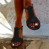 Damen Klassische Flache Sandalen – Schwarz