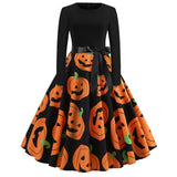 Gothic Karikatur Druck Halloween Kostum | Midi – Schwarz 14