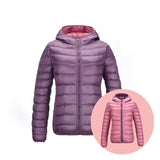 Stilvolle Wendbare Damen Daunenjacke - Aurora – Lila/Rosa