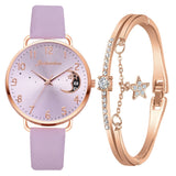 Uhren-Set mit Mondzahlen-Zifferblatt und Armbändern – Lila