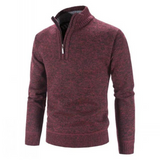Halbarm Pullover mit modernem Reißverschluss – Rot