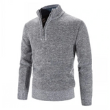 Halbarm Pullover mit modernem Reißverschluss – Hell Grau