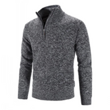 Halbarm Pullover mit modernem Reißverschluss – Grau