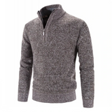 Halbarm Pullover mit modernem Reißverschluss – Kaffee