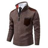 Halbzip Pullover mit modernem Akzent – Braun