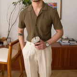 Aiden | Classic Relaxed Fit Kurzarm Herren Sommerhemd – Armee grün