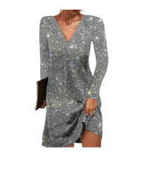Hannah | Pailletten Cocktailkleid – Grau