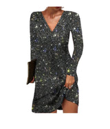 Hannah | Pailletten Cocktailkleid – Dunkelgrau