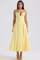 Hanne | Elegantes Midi-Kleid – Gelb