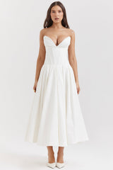 Hanne | Elegantes Midi-Kleid – Weiß