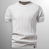Flavian - Strukturiertes Kurzarm-T-Shirt – Beige