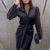 Veya – Elegantes langärmeliges Kleid – Schwarz