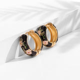 Luxuriöse Florale Ohrringe – Schwarz