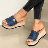 Camila - Keilsandalen mit Plateau – Blau