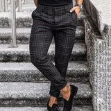 Rafael | Herren Karierte Chino Hosen | Schmal Geschnitten – Schwarz