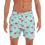 Matías | Herren Badeshorts – Grüner Flamingo