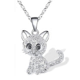 Elegante silberne Halskette mit niedlichem Babykätzchen und bunten Zirkonia - Feline – Weiß
