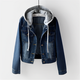 Adah - Langärmelige Jeansjacke mit abnehmbarer Kapuze – Blau