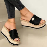 Camila - Keilsandalen mit Plateau – Schwarz