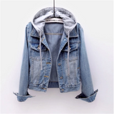 Damen Casual Übergangsjacke Jeansjacke | Mit Kapuze – Hellblau