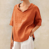 Julia | Leinen Sommer Atmungsaktives Hemd – Orange