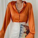 Monika | Luxuriöse Seiden Elegante Bluse – Orange
