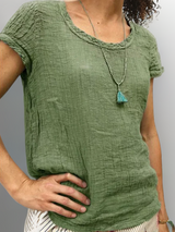 Christine | Atmungsaktives Retro Vintage Top – Grün